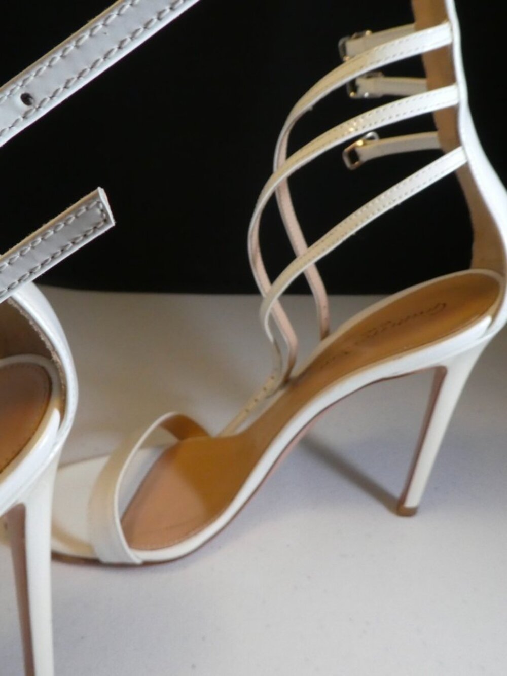 $950 GIANVITO ROSSI WHITE Nude Ankle Strap Shoes Heels Sandals - Picture 4 of 8